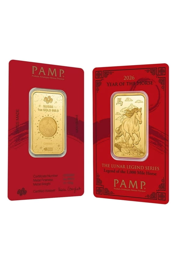 2026 1 oz PAMP Suisse Lunar Horse Gold Bar (in Assay)