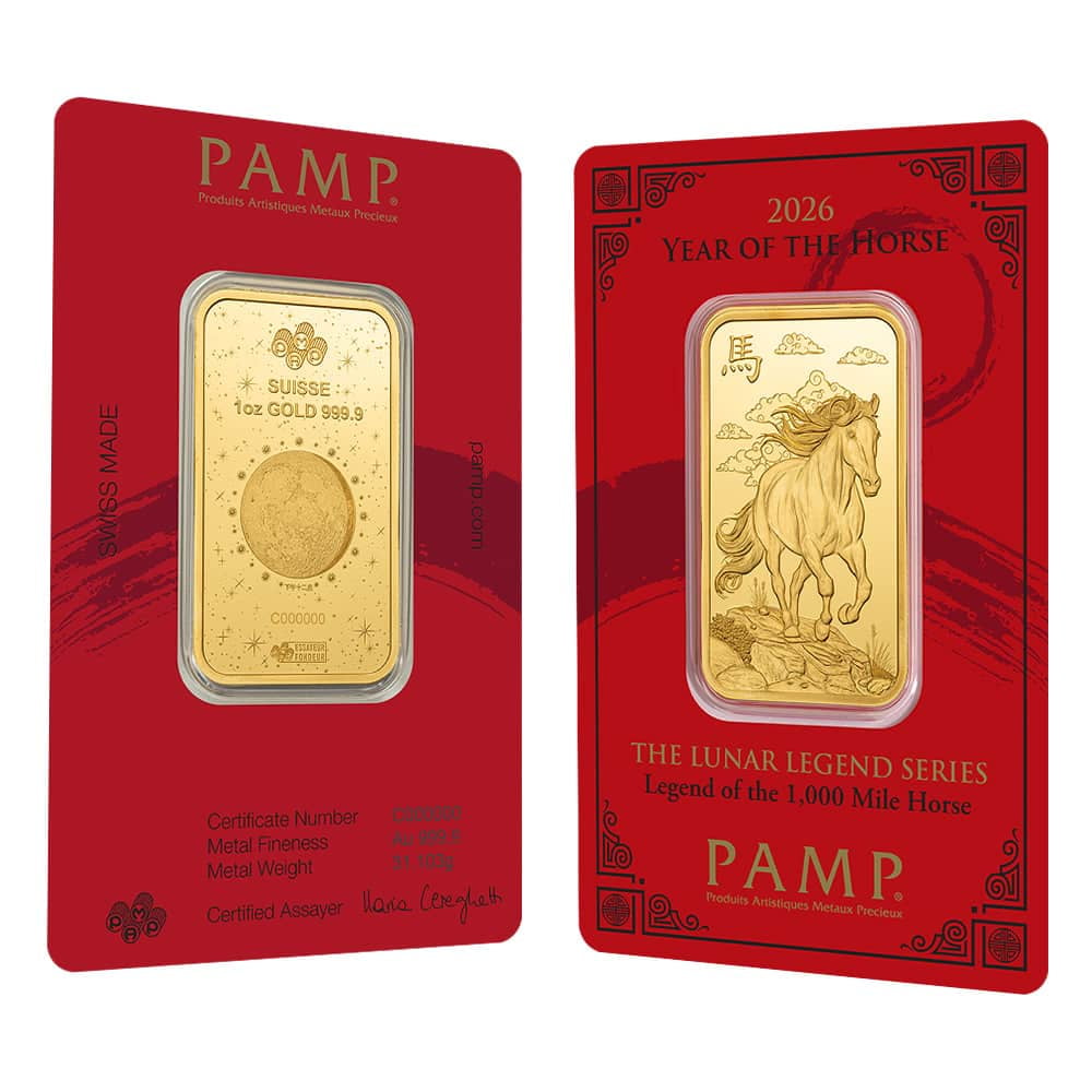 2026 1 oz PAMP Suisse Lunar Horse Gold Bar (in Assay)