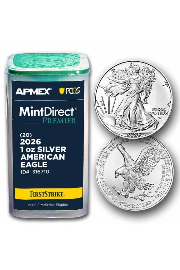 2026 1 oz Silver Eagles (20-Coin MD Premier + PCGS FS Tube)