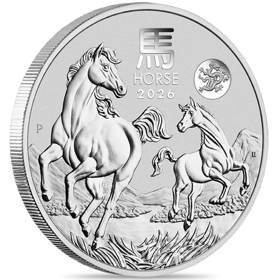 2026 1 oz Silver Lunar Horse Dragon Privy BU Australian Perth Mint