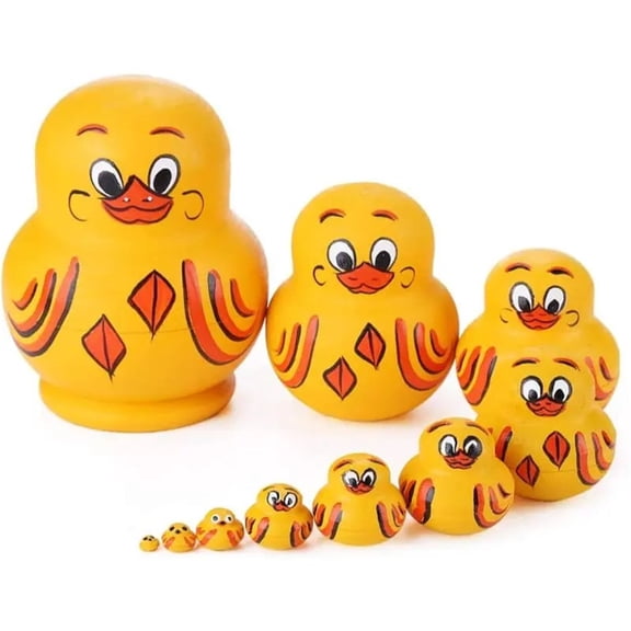2026 10-Piece Wooden Russian Nesting Dolls Hand-Painted Stackable Matryoshka For Kids Adults