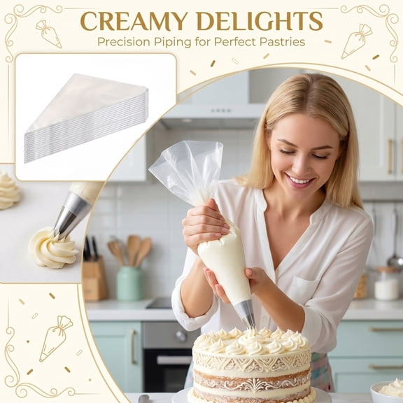 2026 12 Inch Disposable Piping Bags 100 PCS Thick Pastry Bags, Anti-Burst Icing Bags for Cake Decorating, Cupcakes, Cookies, & Frosting