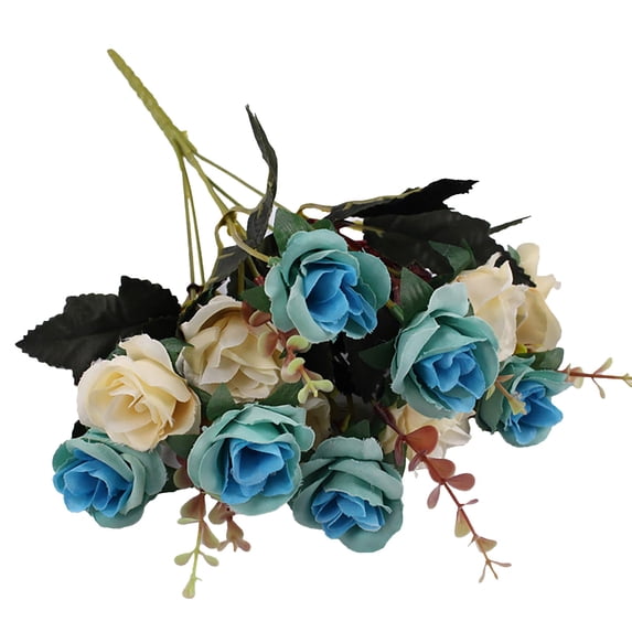 2026 12-Pack Artificial Light Blue Silk Roses – Lifelike Small Rose Stems for Vase, Wedding & Home Table Centerpiece (Cloth)