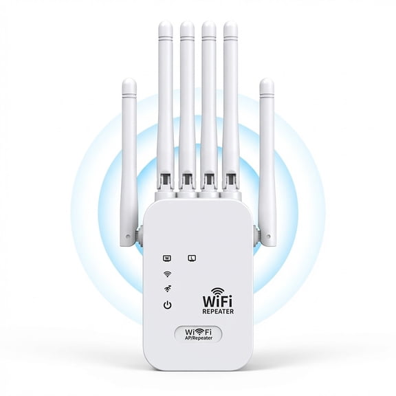 2026 1200Mbps WiFi Extender with 6 Antennas,Dual Band Signal Booster & Repeater for Home,Wall-Piercing Coverage for 2.4GHz & 5GHz,Ethernet Port,Covers up to 10000sq. ft