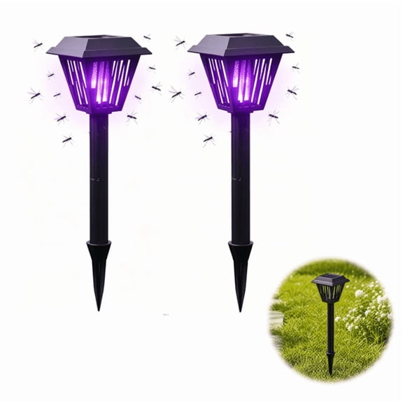 2026 17" Solar Bug Zapper, Solar Bug Zapper Mosquito Repellent Fixture, Effective Flying Insect Killer with Solar LED Lighting for Outdoor Use 1pcs