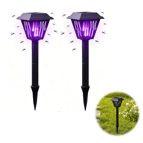 2026 17" Solar Bug Zapper, Solar Bug Zapper Mosquito Repellent Fixture, Effective Flying Insect Killer with Solar LED Lighting for Outdoor Use 1pcs