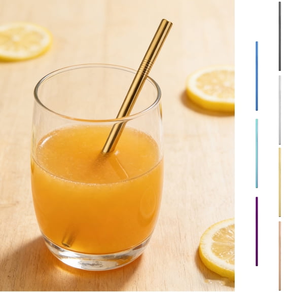 2026 1PC Reusable Stainless Steel Metal Straws - Long Drinking Straws for Tumblers Dishwasher Safe - for Drinking Coffee Fruit Juice Drinks,Purple