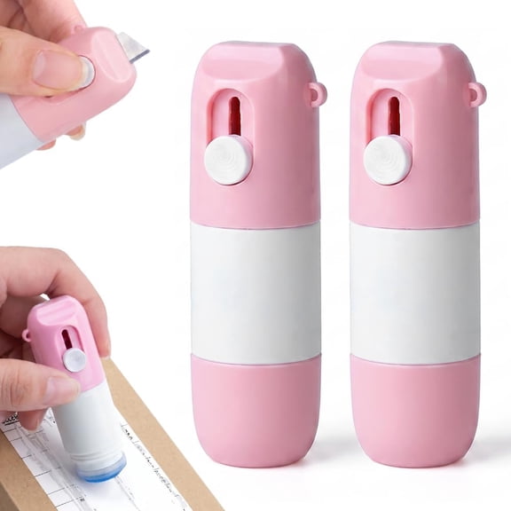 2026 2 Pcs 2-in-1 Box Cutter & Thermal Paper Eraser, 2026 New Water-Based Thermal Paper Eraser Pen with Unboxing Knife for One Smear Printed Text Covering - Liquid Redacting Marker