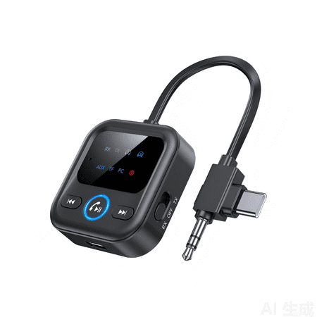 2026 2-in-1 Bluetooth 6.0 Audio Transmitter Receiver, Portable AUX Wireless Audio Adapter with TF Card Play & Hands Free Call