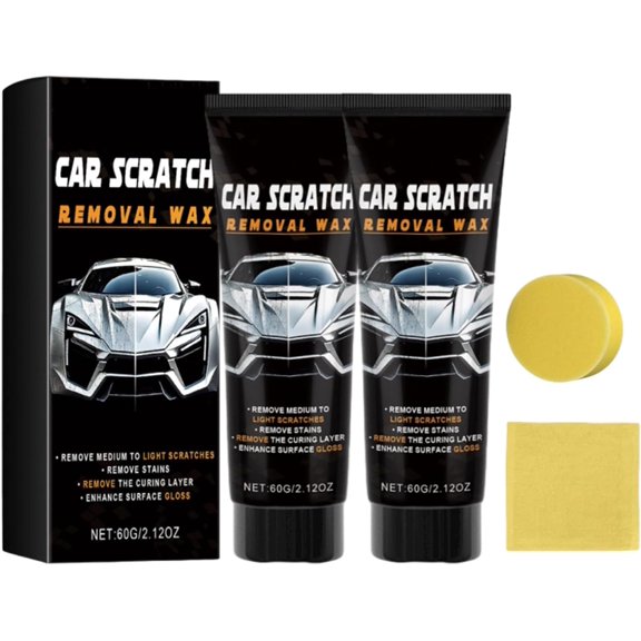 2026 2-in-1 Scratch Wax, Fast-Acting Repair & Polishing, Scratch Remover for Vehicles, for Vehicles All Paint Colors with Sponge & Wipes(2PCS)
