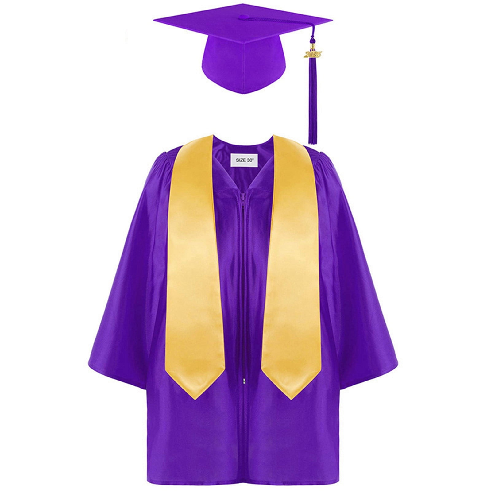 2026 and 2026 Graduation Tassel All Ages Cap and Gown Set Purple Student Elementary Graduation Photo Props for Graduation Cap Decorations and Portraits Check for Sizing