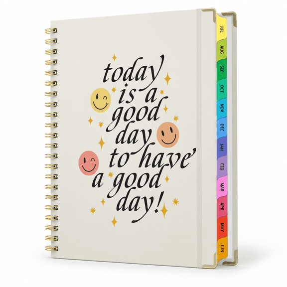 2026-2027 A4 Hardcover Weekly Monthly Planner, Smiley Face, 8.5" x 11"