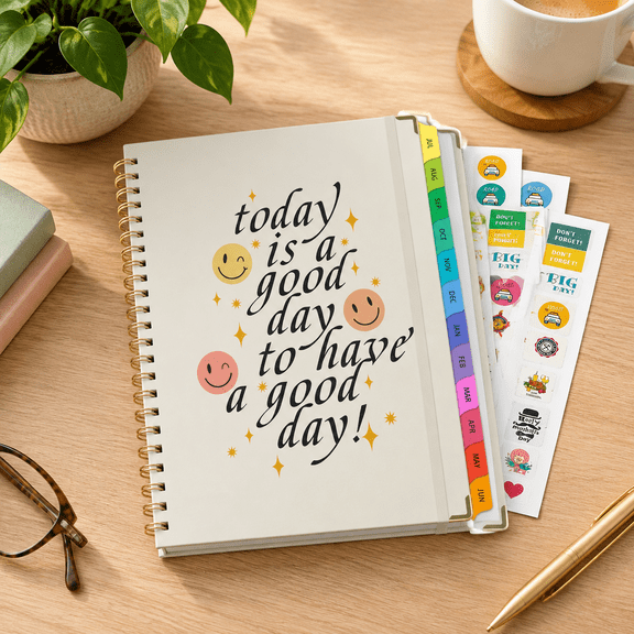 2026-2027 A4 Hardcover Weekly Monthly Planner, Smiley Face, 8.5" x 11"