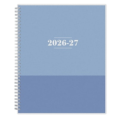 2026-2027 Blue Sky Color Block Blue Frosted 8.5" x 11" Academic Weekly & Monthly Planner, Plastic Cover (156066-A27)