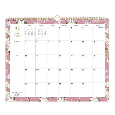 2026-2027 Blue Sky Sincerely Jules Liliana Rose 12" x 15" Academic Monthly Wall Calendar (159083)