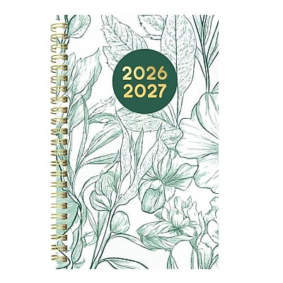 2026-2027 Blueline Academic 8" x 5" Weekly & Monthly Planner, Poly Cover, Floral Green (CA114PM.02)