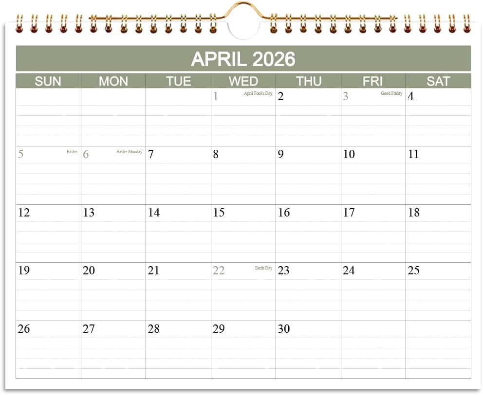 2026-2027 Calendar- Wall Calendar 2026-2027 Runs from April 2026 to June 2027-15 Months Calendar with Thick Paper for Home or Office, 8.5 x 11 Inches, Green