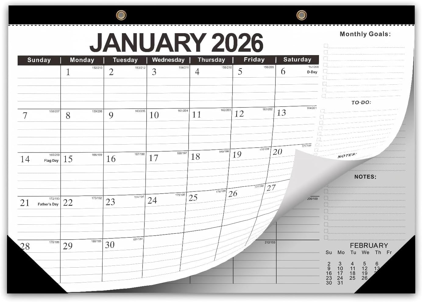 2026-2027 Desk Calendar, 18 Month Desk Calendar/Wall Calendar Combo, 17" x 12", Jan 2026-June 2027, Highlight Holidays, Planning Calendar, Thick Paper