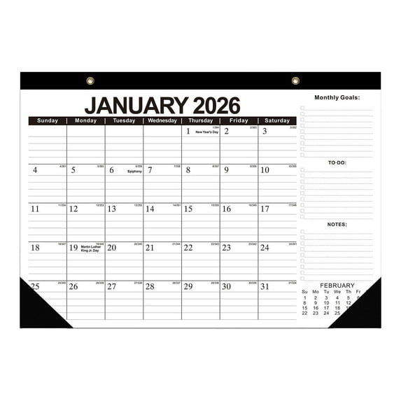 2026-2027 Desk Calendar 18 Months Planner with Notes Section and Goals for Classroom Office Home Tabletop Scheduling