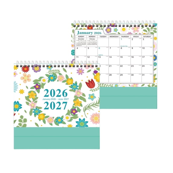 2026 2027 Desk Calendar Monthly Planner Spiral Bound Floral Design ...