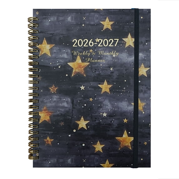 2026-2027 English Weekly Planner & Calendar A5 Size 70 Sheets 140 Pages Daily Schedule Notebook Black Spiral Binding