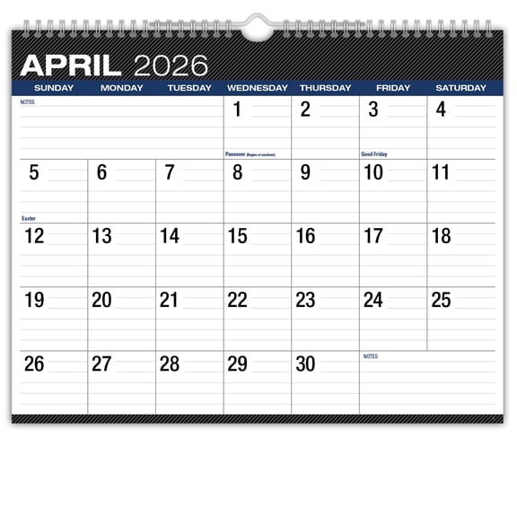 2026-2027 Excello Brands 15" x 12" Academic Year Large Print Wall Calendar, Monthly, 21 Month, Black