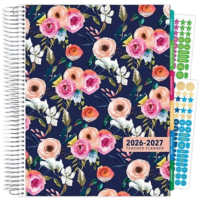 2026-2027 Excello Brands 8.5" x 11" Academic Weekly & Monthly Planner, Paperboard Cover, Navy Floral (NAY27-DTP-84)