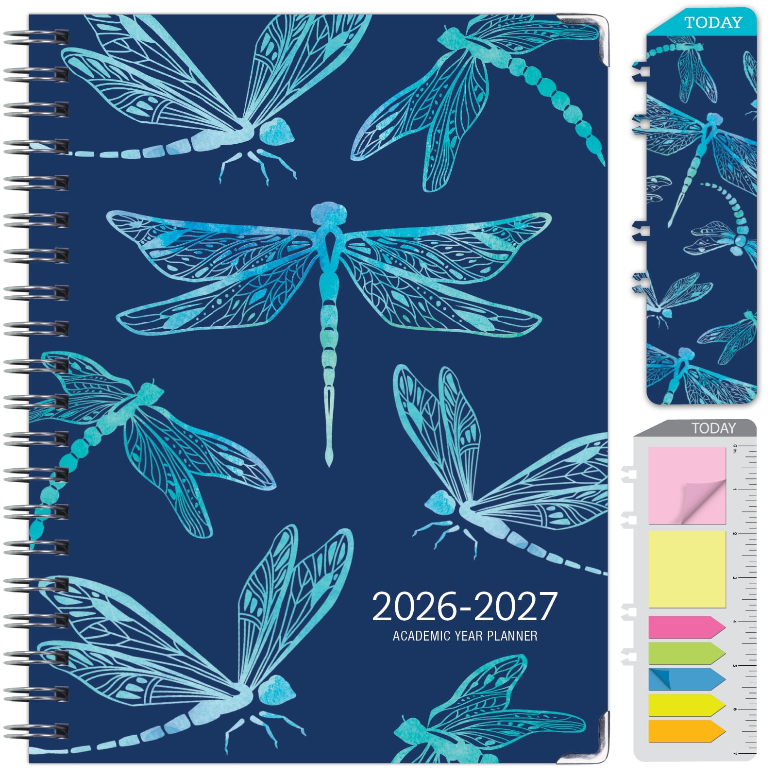 2026-2027 Excello Brands 8.5" x 11" Academic Year Hardcover Fashion Planner, Weekly/Monthly, 14 Month, Dragonflies