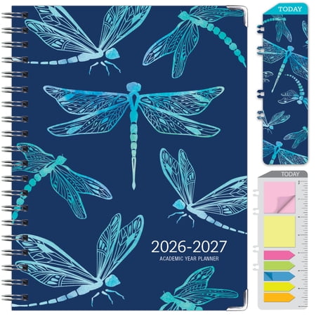 2026-2027 Excello Brands 8.5" x 11" Academic Year Hardcover Fashion Planner, Weekly/Monthly, 14 Month, Dragonflies