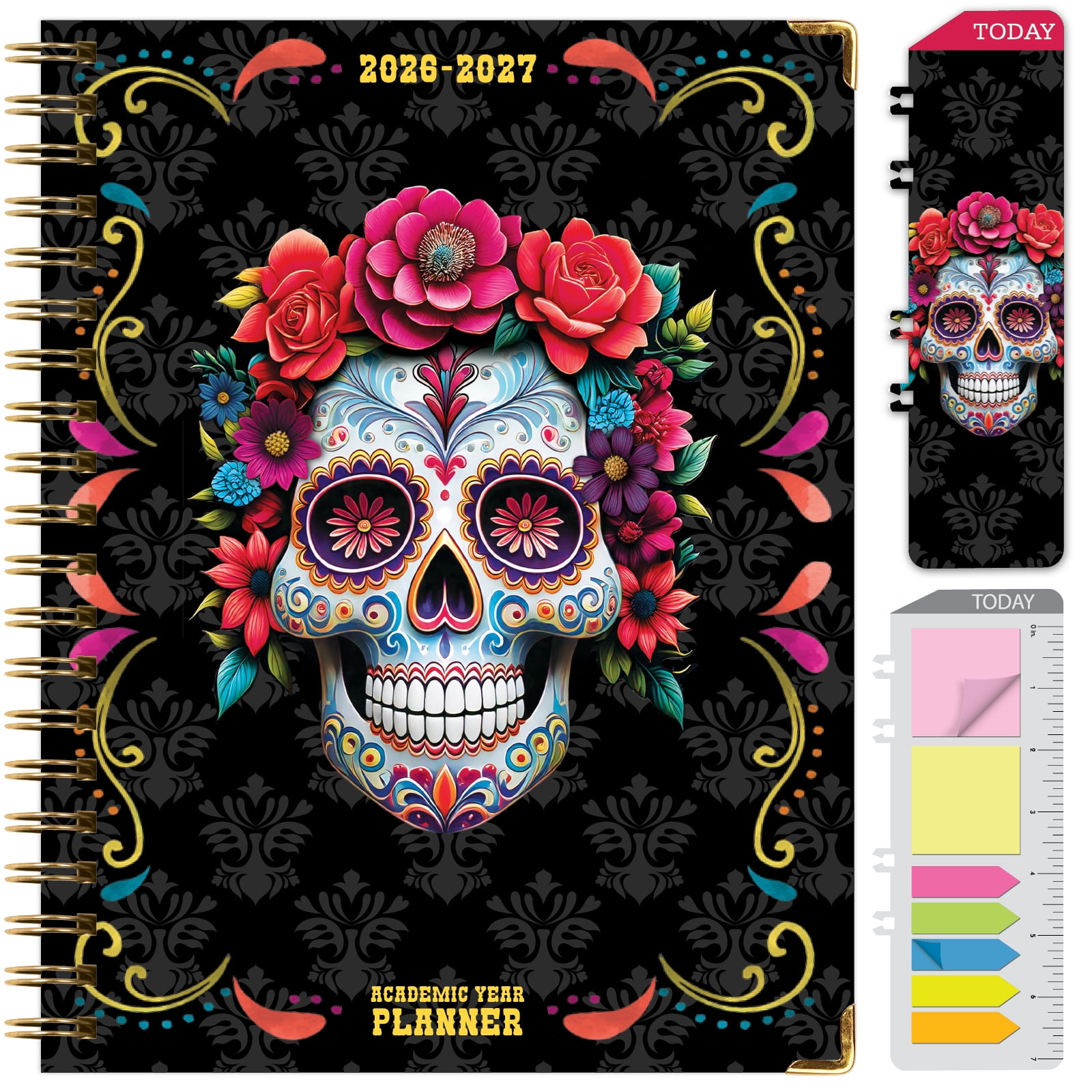 2026-2027 Excello Brands 8.5" x 11" Academic Year Hardcover Fashion Planner, Weekly/Monthly, 14 Month, Sugar Skull