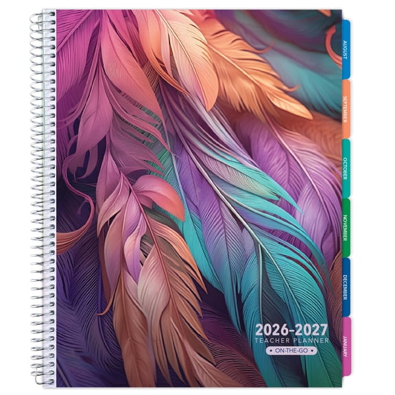 2026-2027 Excello Brands 8.5" x 11" Academic Year Teacher Planner, Weekly/Monthly, 12 Month, Pastel Peacock