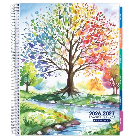 2026-2027 Excello Brands 8.5" x 11" Academic Year Teacher Planner, Weekly/Monthly, 12 Month, Tree Seasons