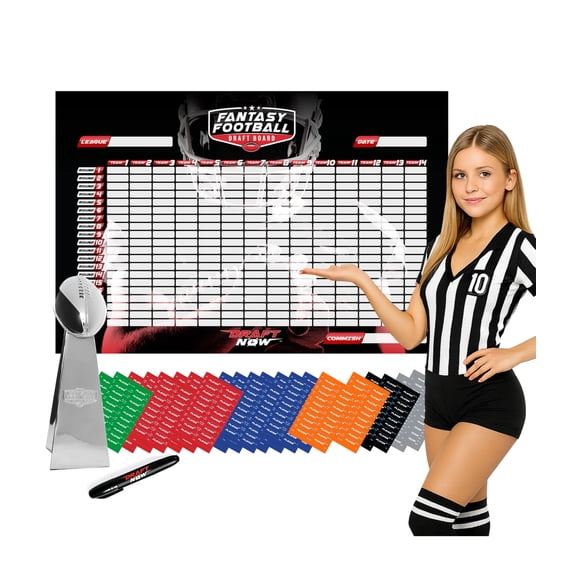 2026-2027 Fantasy Football All in Kit - Draft Now Ultimate Fantasy Football Kit- Draft Board Kit, 14 Inch Trophy