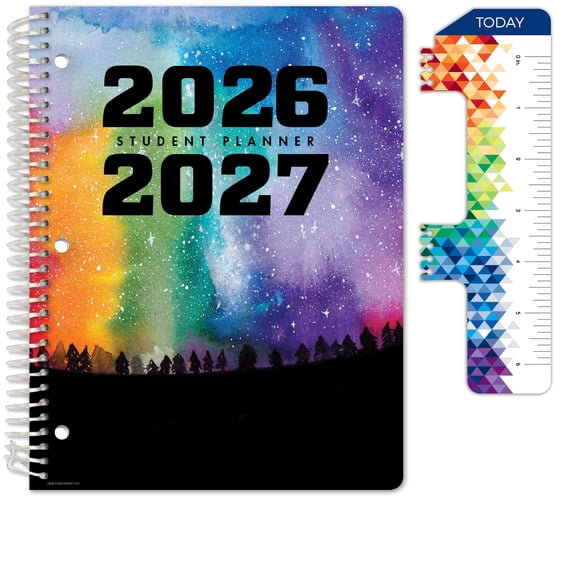 2026-2027 Global Printed Products 8.5" x 11" Academic Year Secondary Student-Matrix, Weekly/Monthly, 11 Month,Rainbow Silhouette