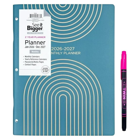 2026-2027 Monthly Planner - 2 Year Calendar, 8.5x11 - PlanAhead Home Office Planner with Twin Pen, Large Format January 2026 - December 2027