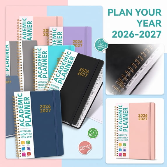 2026-2027 Monthly Planner A5 Light Purple 2026-2027 Academic Planner Weekly and Monthly for Work School Personal Use Premium Planner Notebook Gift for Office Workers Students