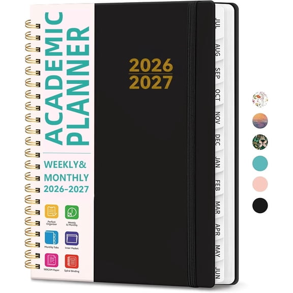 2026-2027 Monthly Planner, Jan 2026 - Dec 2027, Large Size (8.5" x 11"), Agenda, Calendar, 24 Month Tabs, Flexible Plastic Cover, 100 GSM Thick Paper,