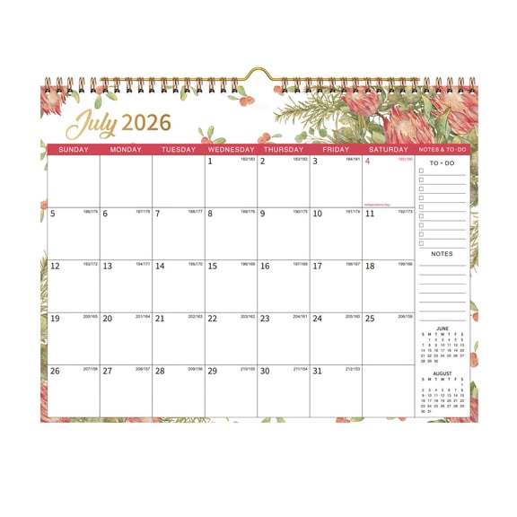 2026-2027 Monthly Planner, July 2026-Dec. 2027, 18-Month Floral Calendar Planner, 13.1" x 10.2" Large Monthly Wall Calendar with Notes, To-Do List, Holidays & Mini Calendars