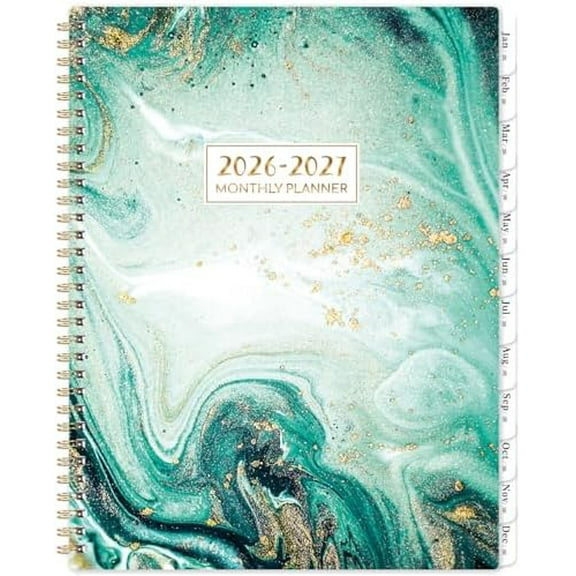 2026-2027 Monthly Planner - Monthly Calendar 2026-2027, JAN 2026 - DEC 2027, 9" x 11", 2 Years Planner, Cardboard Cover, 2-Side Pocket, Green