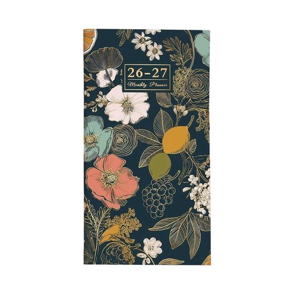 2026-2027 Monthly Planner, Pocket Planner, 6X3.5 In, Floral Fruit Cover, On-The-Go Scheduling, Teal Multicolor, 1 Pc