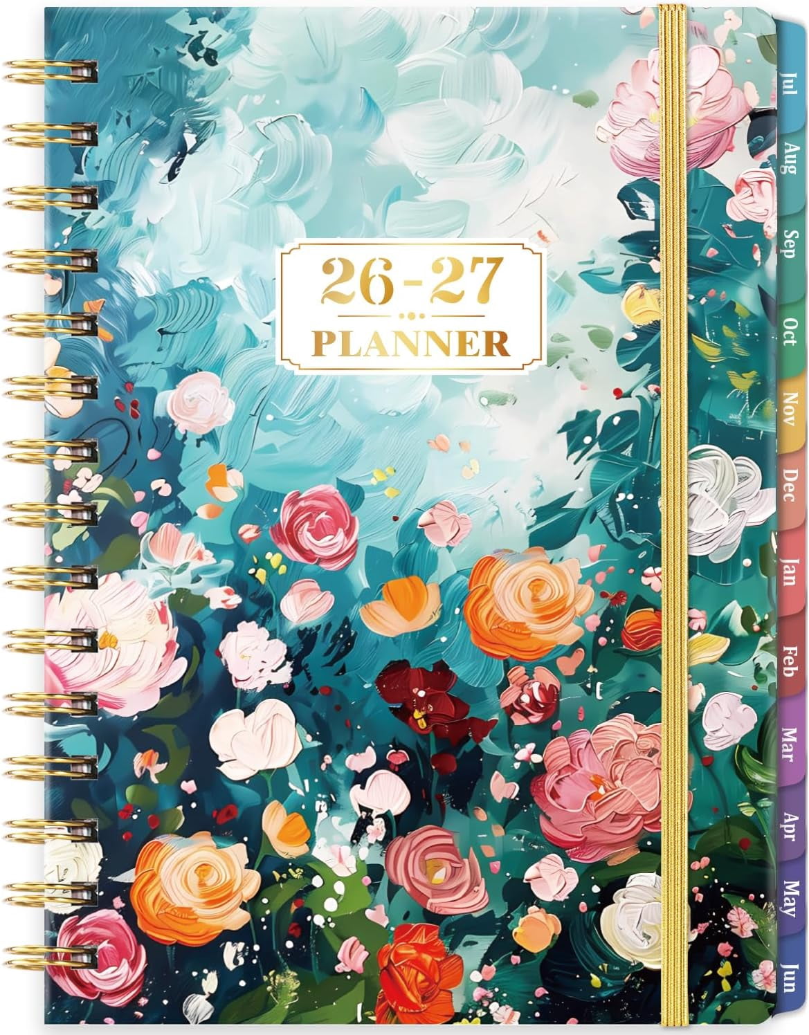 2026-2027 Planner - July 2026 - June 2027, Weekly Monthly Planner 2026-2027 with Colorful Tabs, 6.3" x 8.4", Floral, Twin-Wire Binding