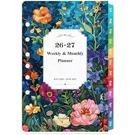 2026-2027 Planner Refills -7-Hole Punched Planner with Colorful Tabs, JUL 2026 - JUN 2027, 5.5" x 8.5", A5 Planner Inserts, 26-27 Weekly and Monthly Planner Refill with Monthly Pages - Dopamine Color
