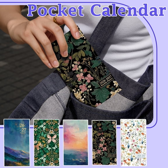 2026-2027 Planner Weekly and Monthly, Pocket Planner 2026-2027, 6X3 in Notebook Organizer, Carryalong Scheduling, Black Floral Cover, 1 Pc