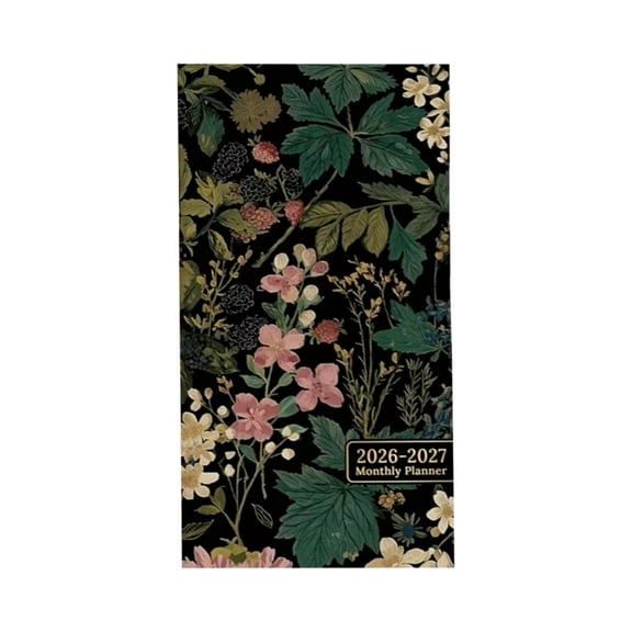 2026-2027 Two Year Monthly Planner Floral Pocket 3 12 x 6 - (Forest Botanica)