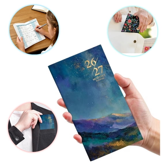 2026-2027 Two Year Pocket Monthly Planner – 6.5" x 3.5" Calendar for Purse, Jan 2026-Dec 2027 Small Planner for Work & School