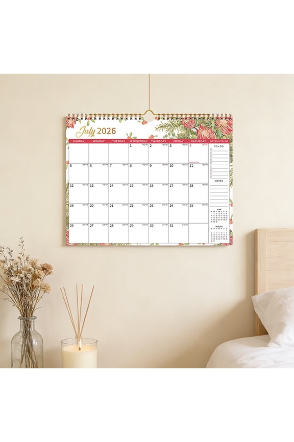 2026-2027 Wall Calendar 2 Year Wall Planner Wall Hanging 2026-2027 Monthly Calendar 2026 With Ruled Blocks Holidays Notes Thick Paper Calendar
