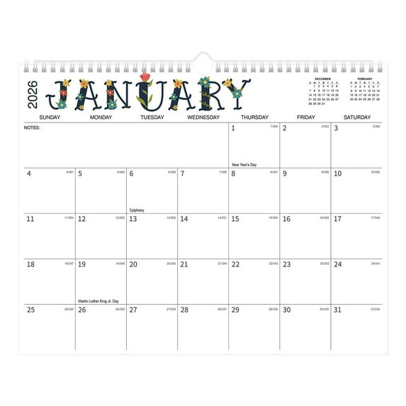 2026-2027 Wall Calendar 2 Year Wall Planner Wall Hanging 2026-2027 Monthly Calendar 2026 With Ruled Blocks Holidays Notes Thick Paper Calendar