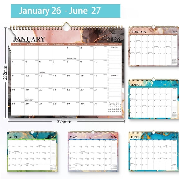 2026-2027 Wall Calendar (Jan 2026 - Jun 2027) - Thick Paper Yearly Planning Calendar with Multiple Holidays, Monthly Schedule for Home, Office & Desk, Durable Tear-Resistant Calendar, Multicolor