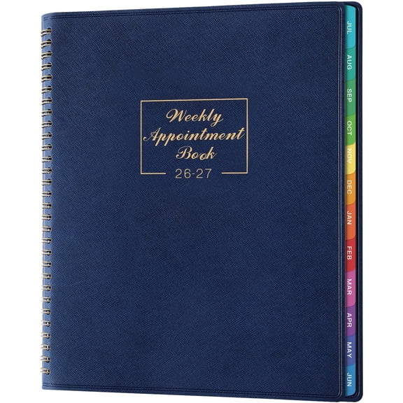 2026-2027 Weekly Appointment Book - July 2026 - June 2027, Daily Hourly Planner 2026-2027, 8.4" x 10.6", 15-Minute Interval, Flexible Soft Cover, Colorful Monthly Tabs