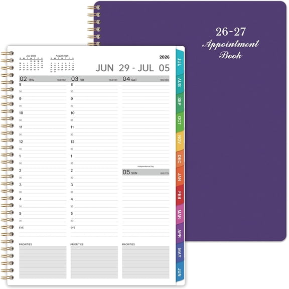 2026-2027 Weekly Appointment Book/Planner - Daily Hourly Planner 2026-2027, JUL 2026 - JUN 2027, 9" x 11" Appointment Book, Monthly Tabs, Hourly Interval, Thick Paper